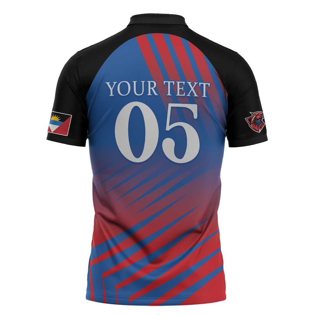 Custom Antigua and Barbuda Cricket Zipper Polo Shirt Falcons Unstoppable - Wonder Print Shop