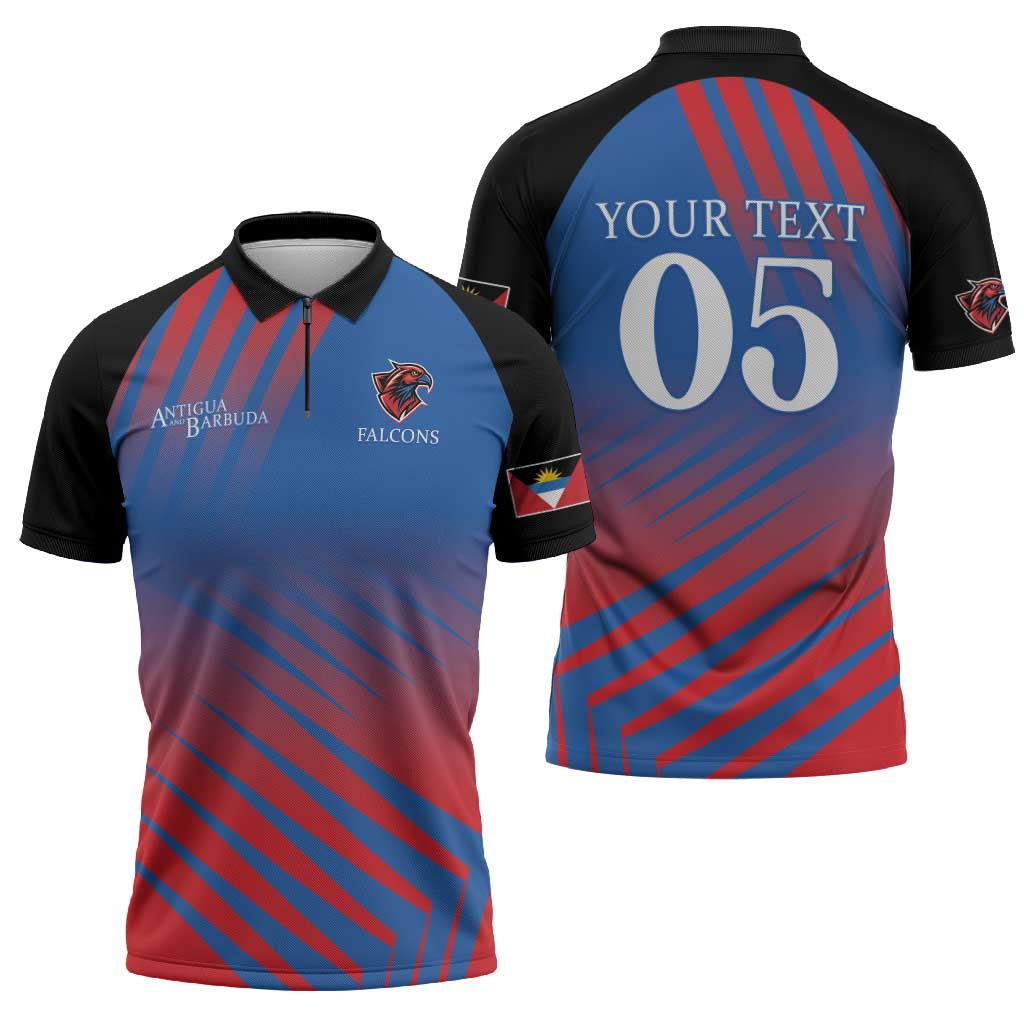 Custom Antigua and Barbuda Cricket Zipper Polo Shirt Falcons Unstoppable - Wonder Print Shop