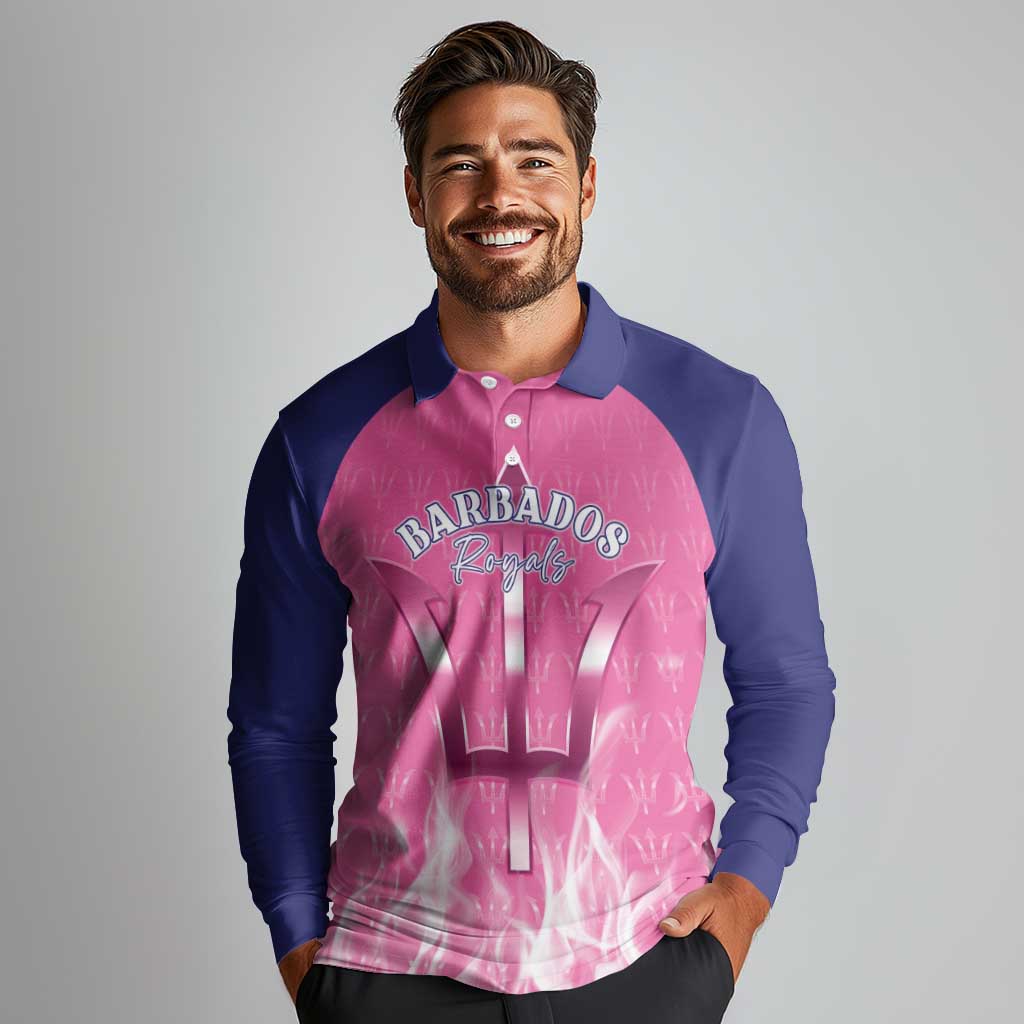 Custom Barbados Royals Cricket Long Sleeve Polo Shirt Go Legends - Wonder Print Shop