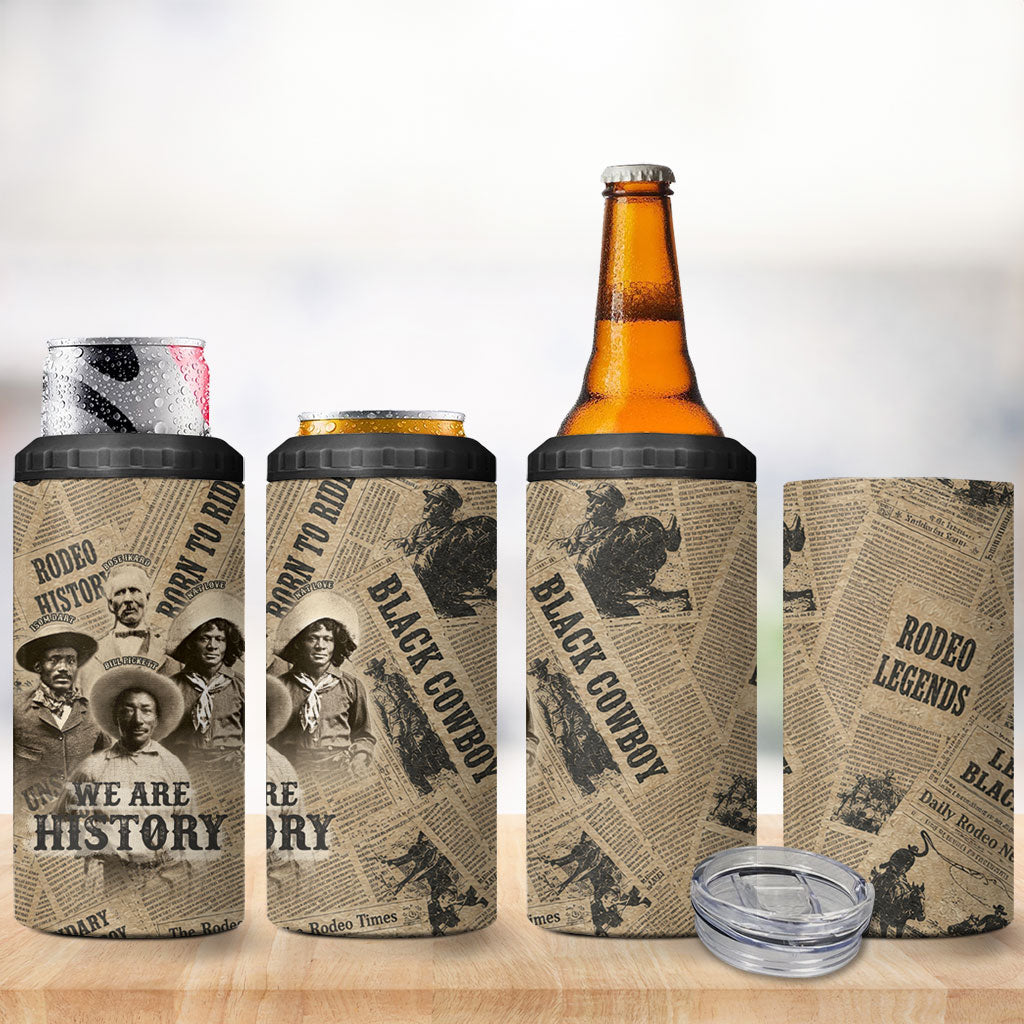 Black Cowboy 4 in 1 Can Cooler Tumbler Western Rodeo Melanin Black History