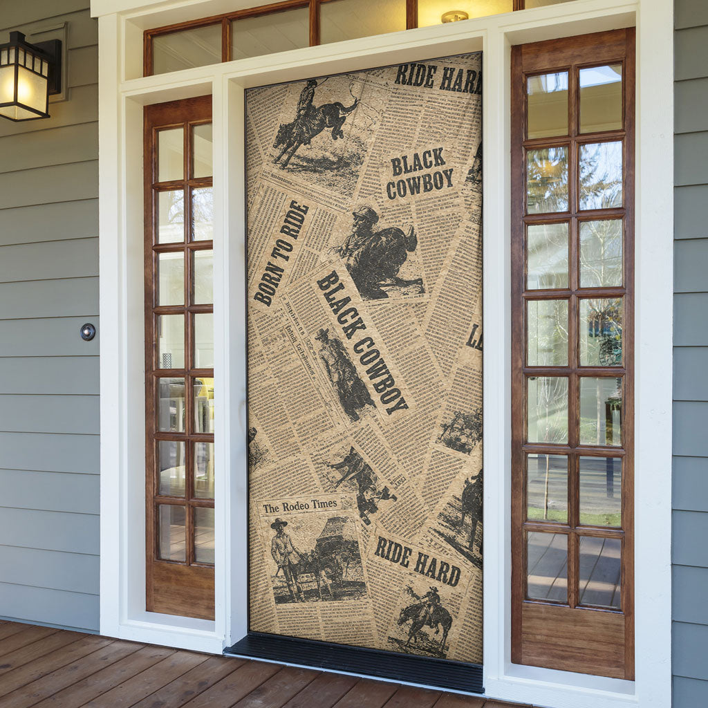 Black Cowboy Door Cover Western Rodeo Melanin Black History
