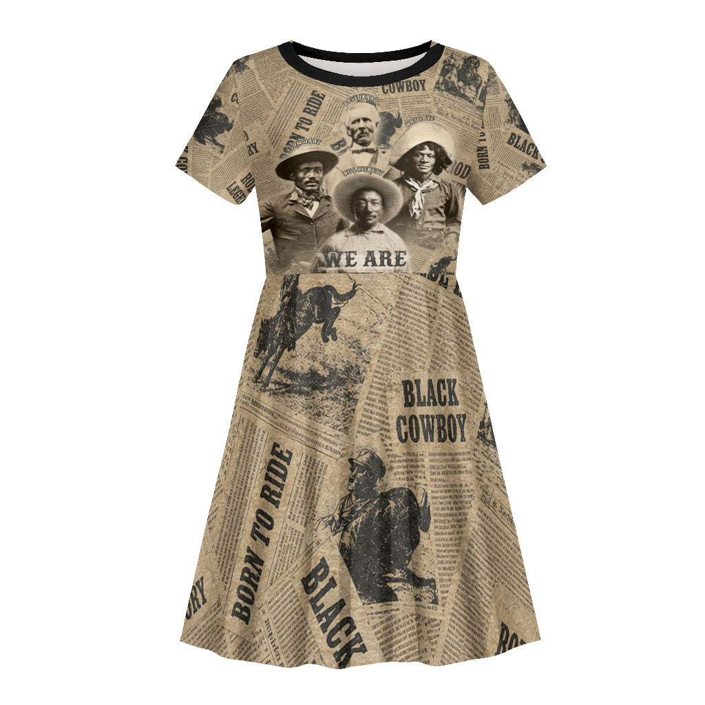 Black Cowboy Kid Short Sleeve Dress Western Rodeo Melanin Black History