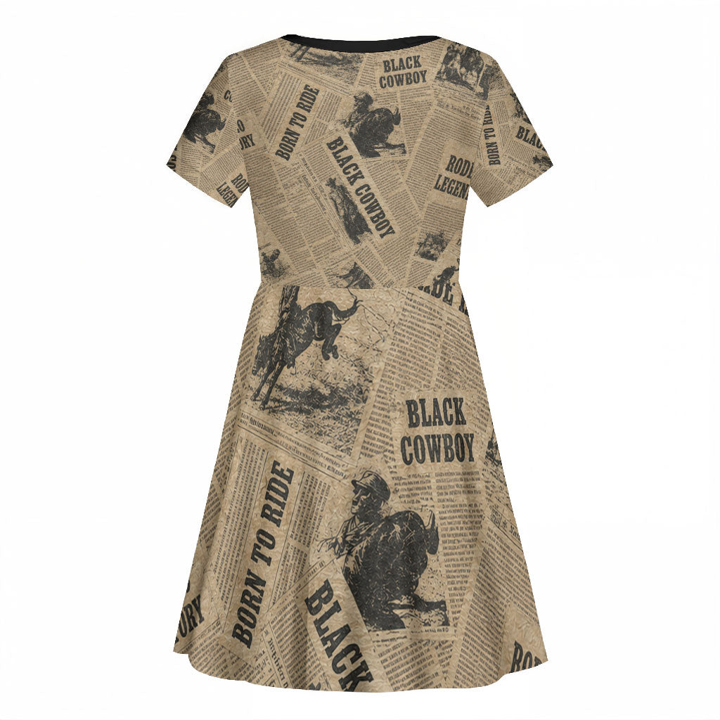 Black Cowboy Kid Short Sleeve Dress Western Rodeo Melanin Black History