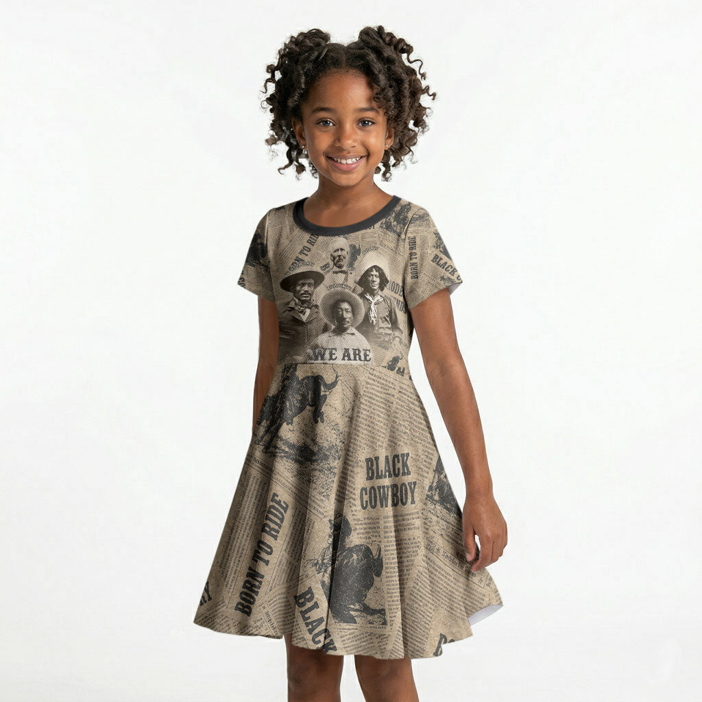 Black Cowboy Kid Short Sleeve Dress Western Rodeo Melanin Black History
