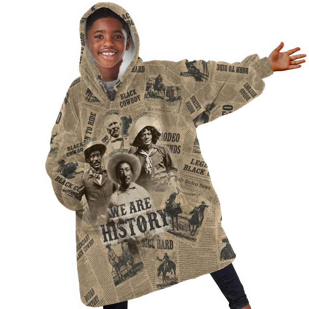 Black Cowboy Kid Wearable Blanket Hoodie Western Rodeo Melanin Black History