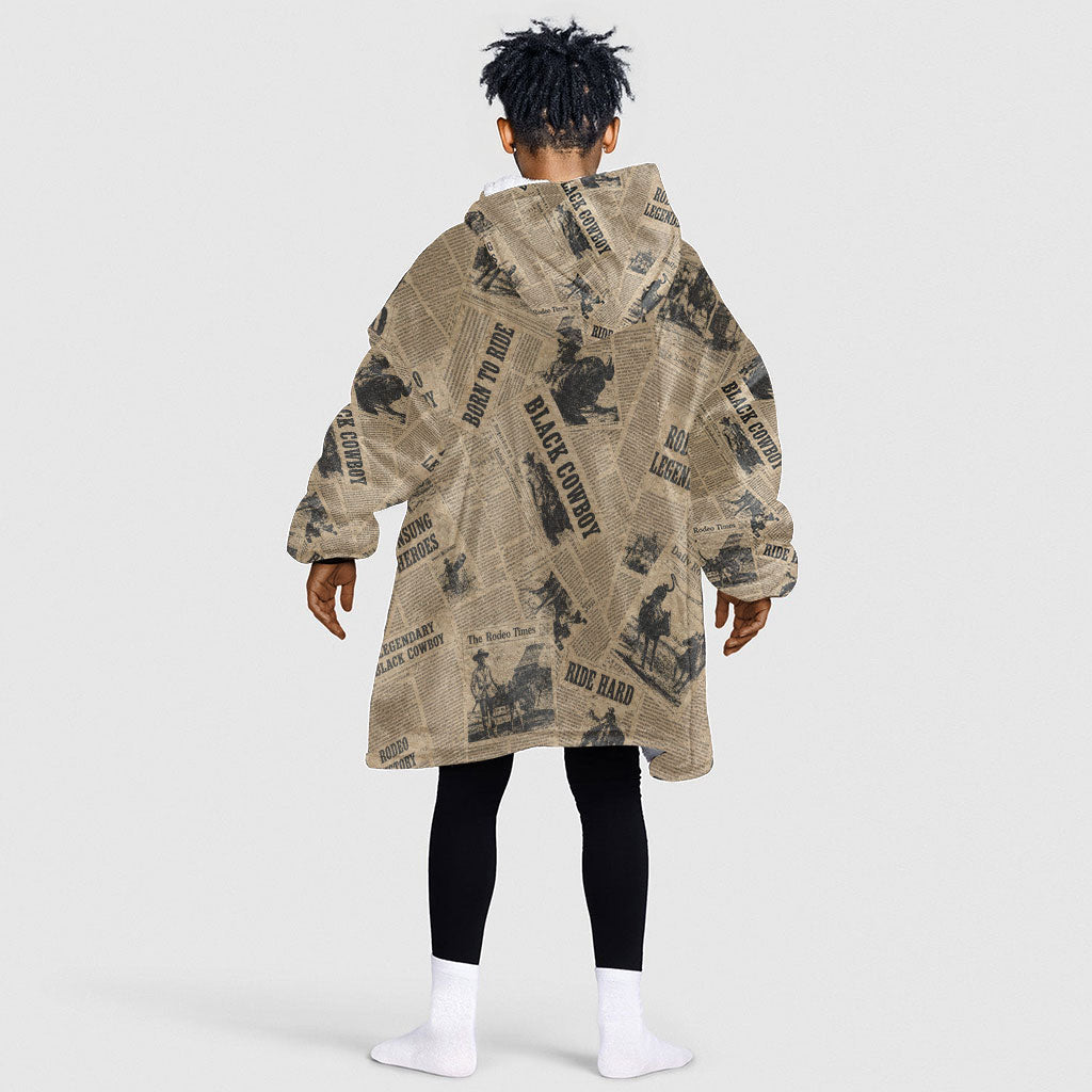 Black Cowboy Kid Wearable Blanket Hoodie Western Rodeo Melanin Black History