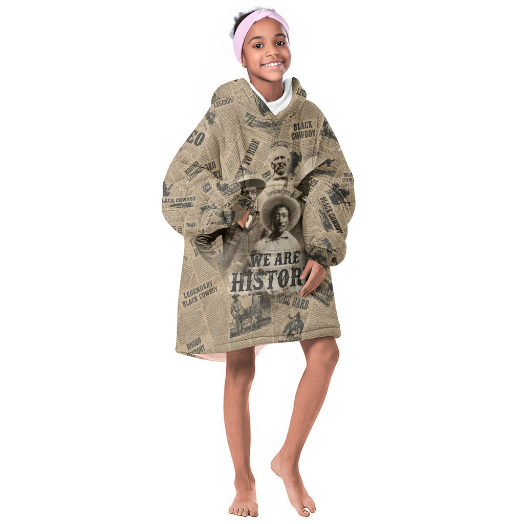 Black Cowboy Kid Wearable Blanket Hoodie Western Rodeo Melanin Black History