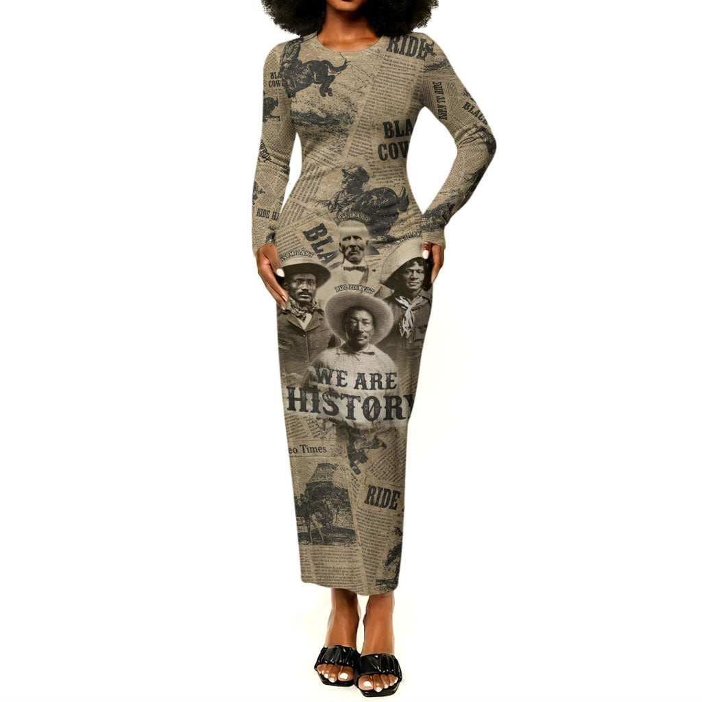 Black Cowboy Long Sleeve Bodycon Dress Western Rodeo Melanin Black History