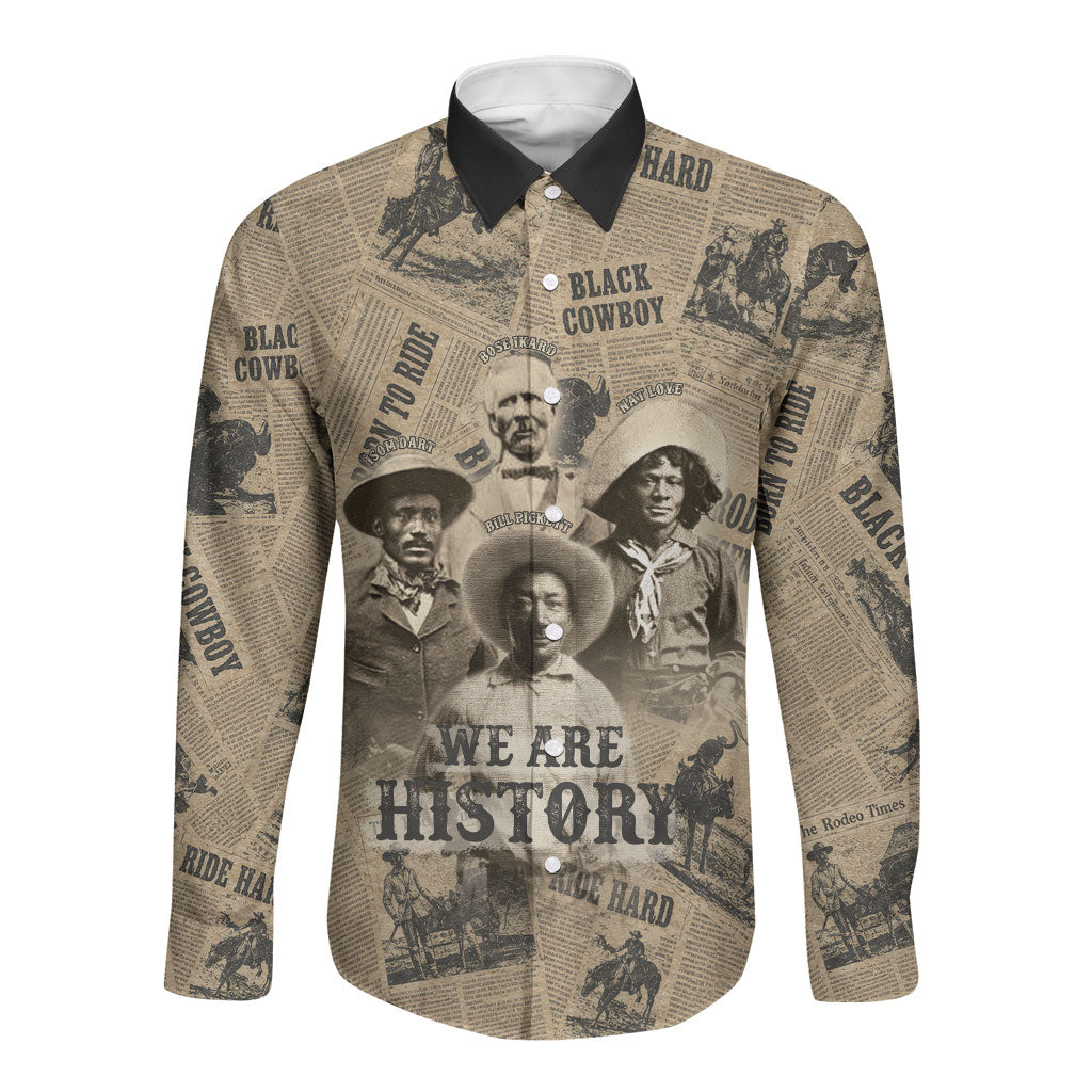 Black Cowboy Long Sleeve Button Shirt Western Rodeo Melanin Black History
