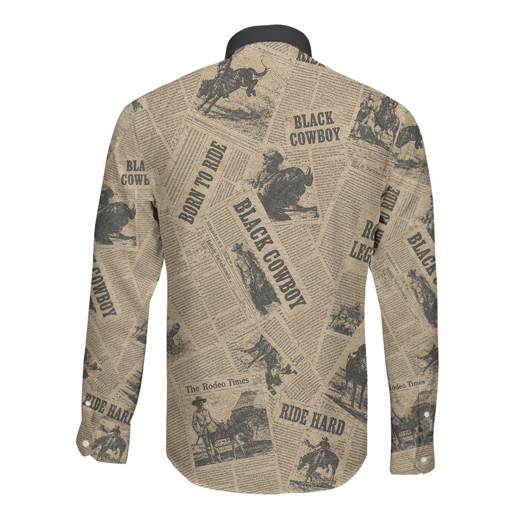 Black Cowboy Long Sleeve Button Shirt Western Rodeo Melanin Black History