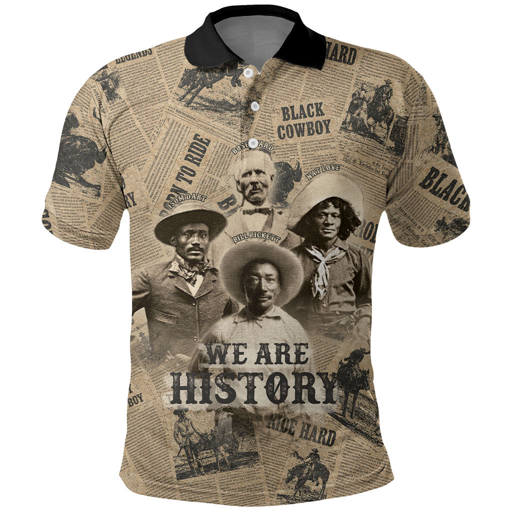 Black Cowboy Polo Shirt Western Rodeo Melanin Black History