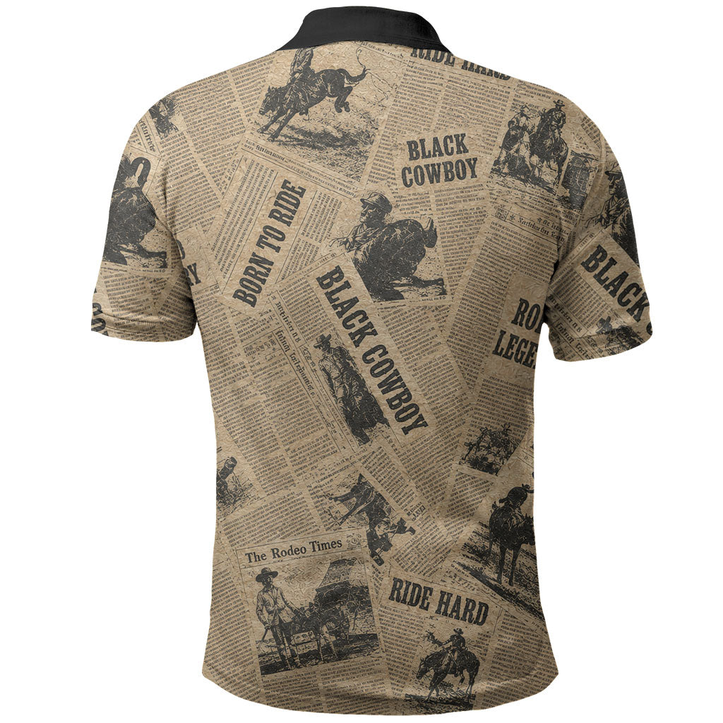 Black Cowboy Polo Shirt Western Rodeo Melanin Black History