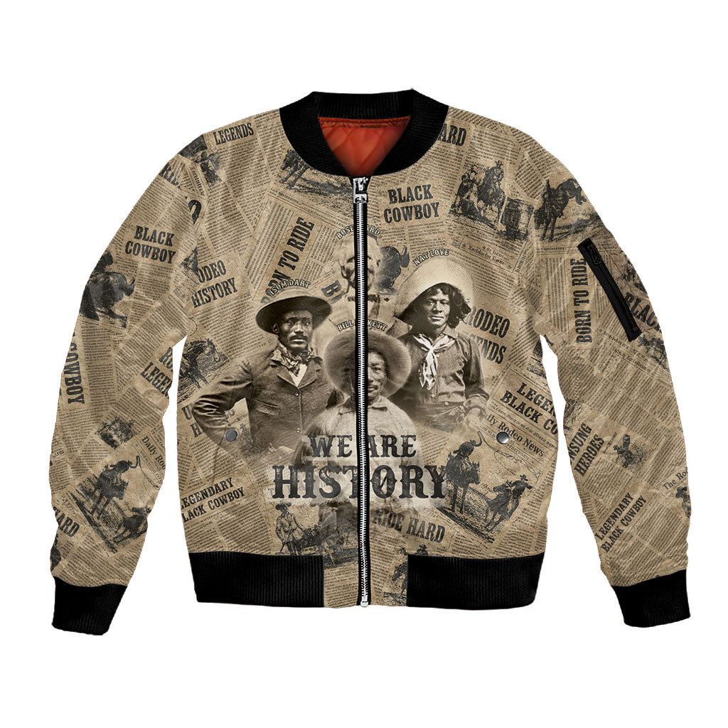 Black Cowboy Sleeve Zip Bomber Jacket Western Rodeo Melanin Black History