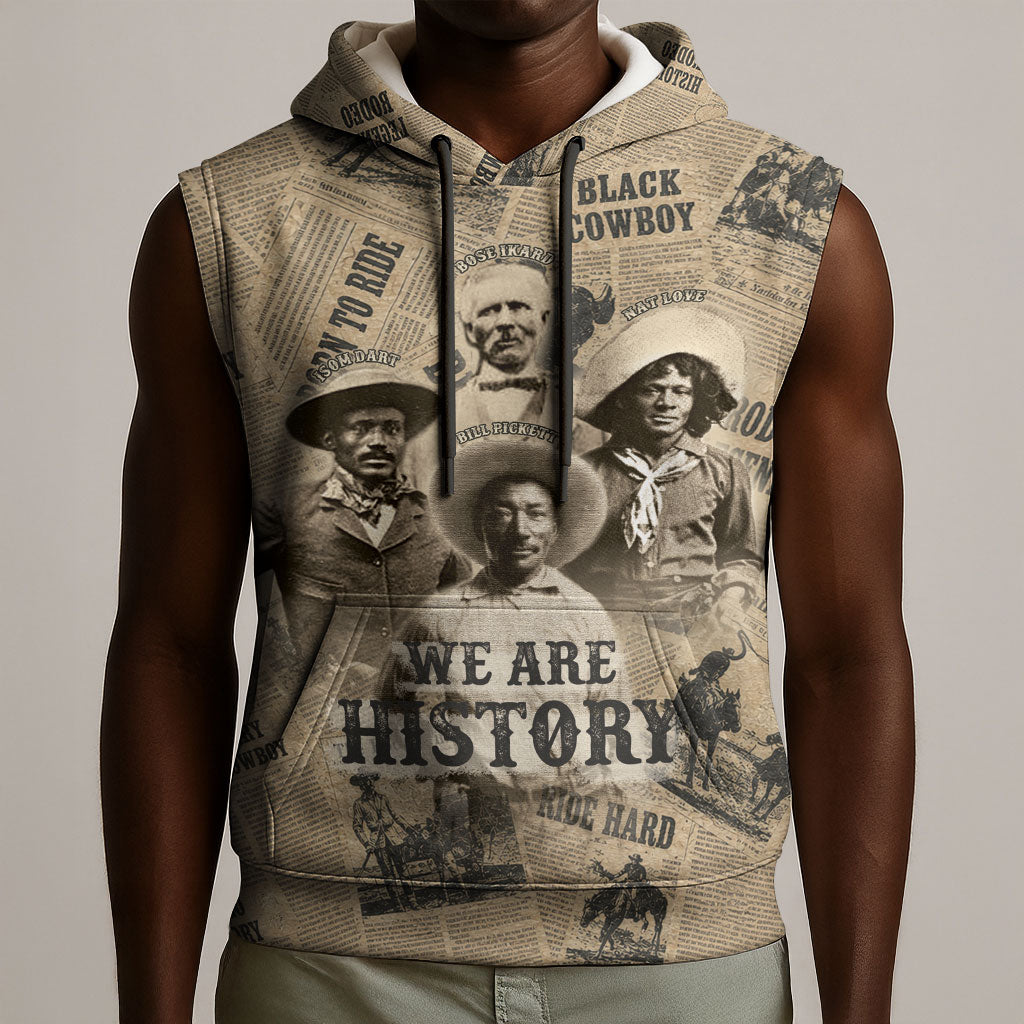Black Cowboy Sleeveless Hoodie Western Rodeo Melanin Black History