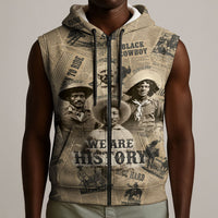Black Cowboy Sleeveless Zip Hoodie Western Rodeo Melanin Black History