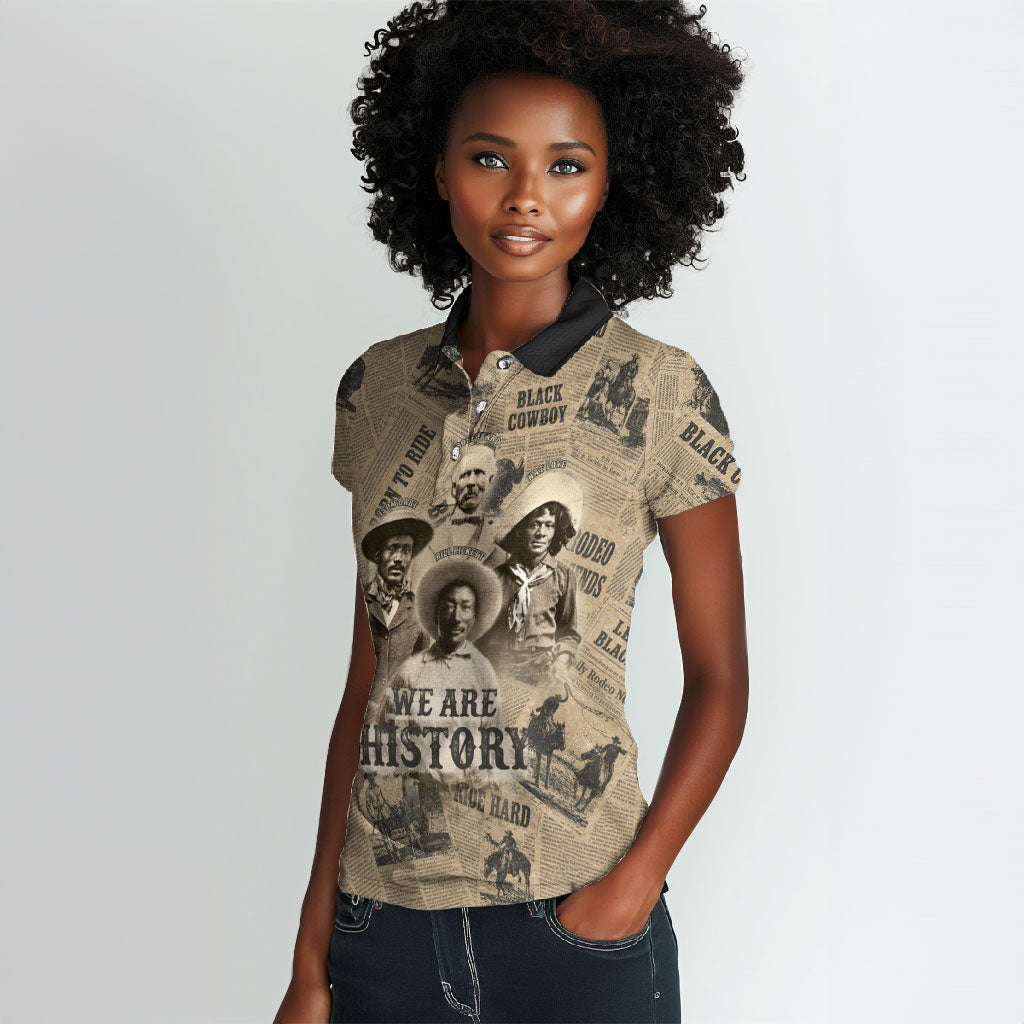 Black Cowboy Women Polo Shirt Western Rodeo Melanin Black History