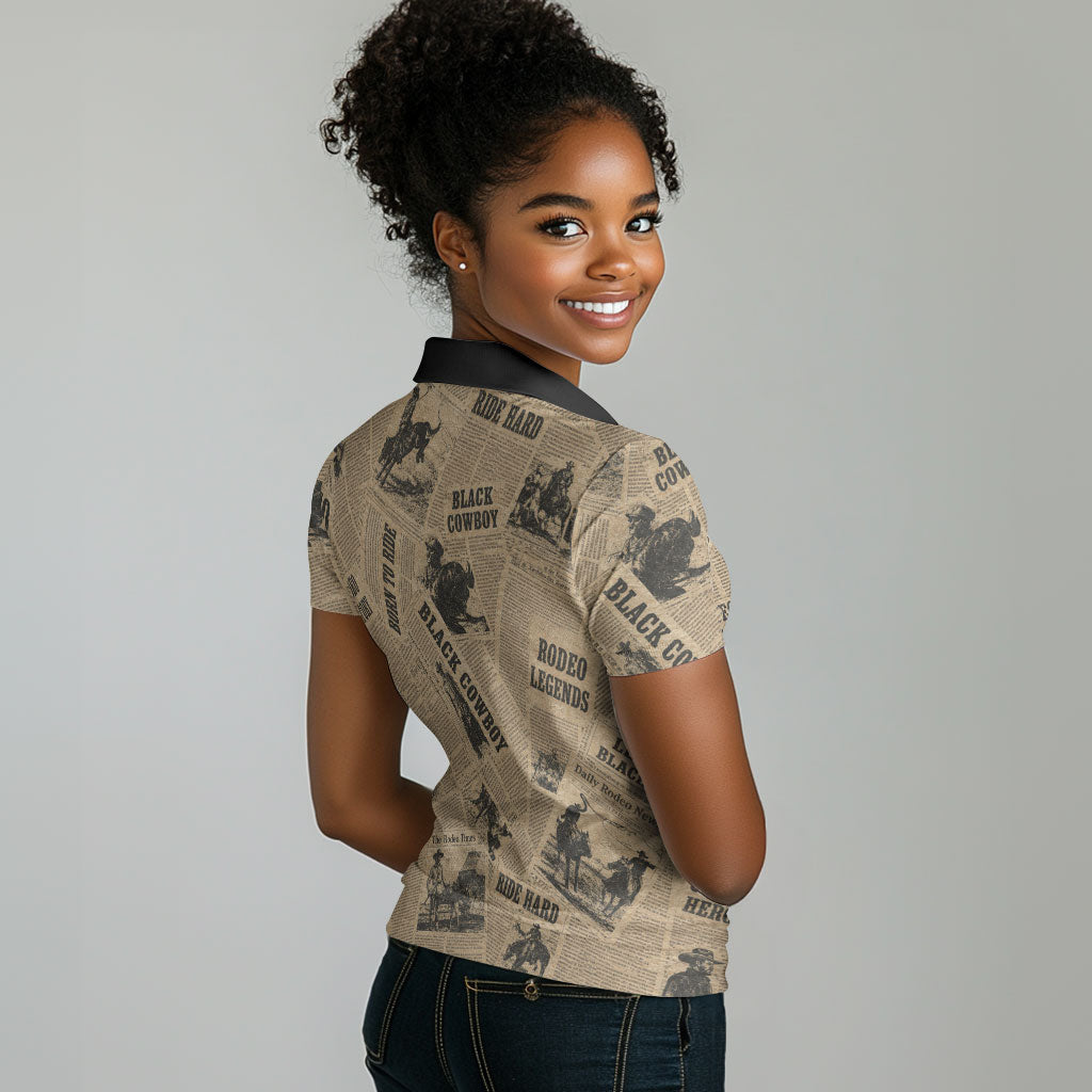 Black Cowboy Women Polo Shirt Western Rodeo Melanin Black History