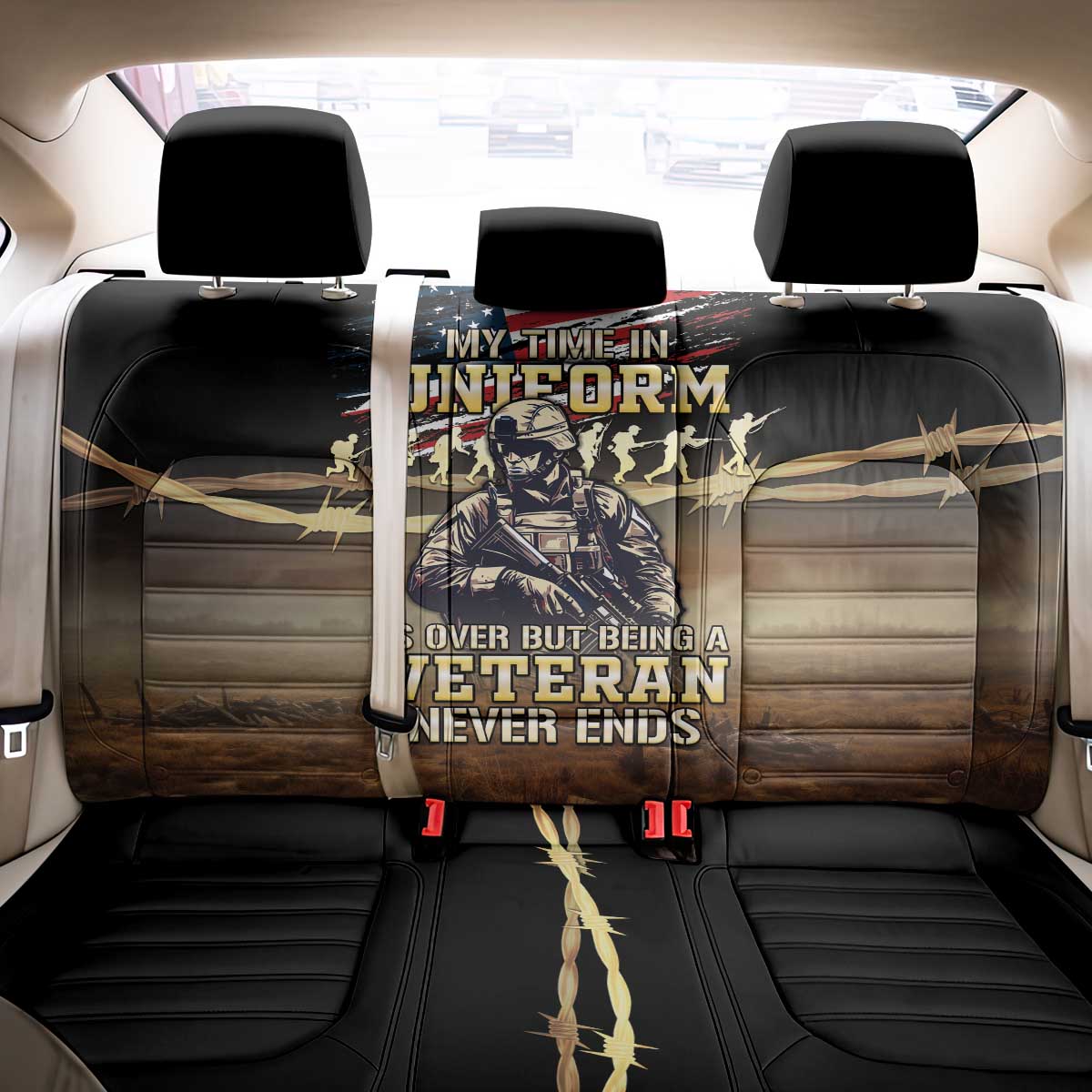 United States Veterans Day Back Car Seat Cover Thank You Veterans Proud US Flag LT05 - Wonder Print Shop