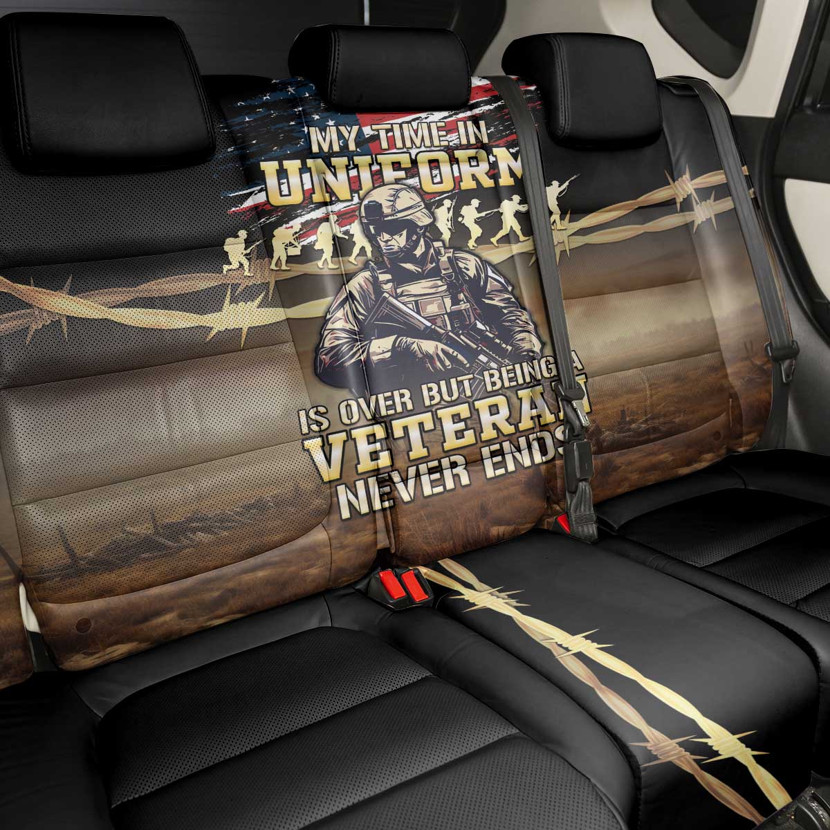 United States Veterans Day Back Car Seat Cover Thank You Veterans Proud US Flag LT05 - Wonder Print Shop