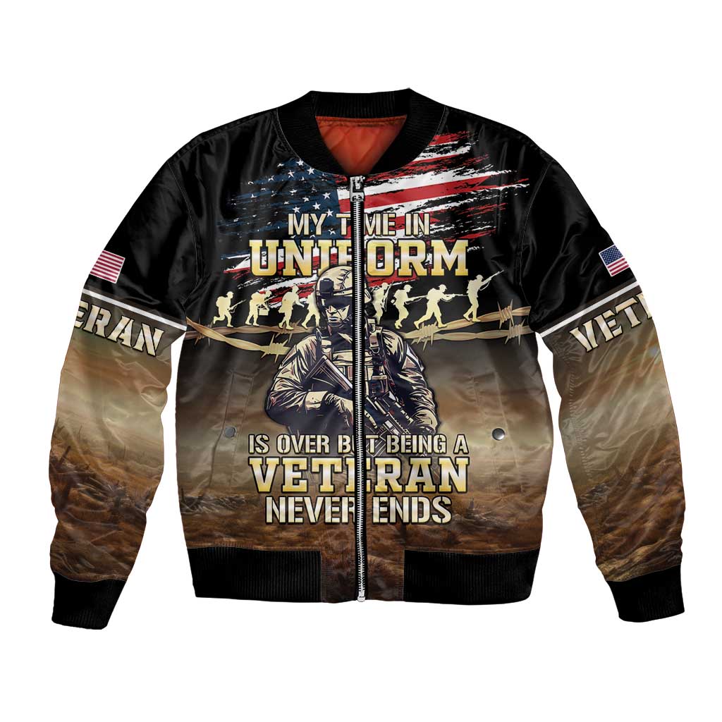 United States Veterans Day Bomber Jacket Thank You Veterans Proud US Flag LT05 - Wonder Print Shop