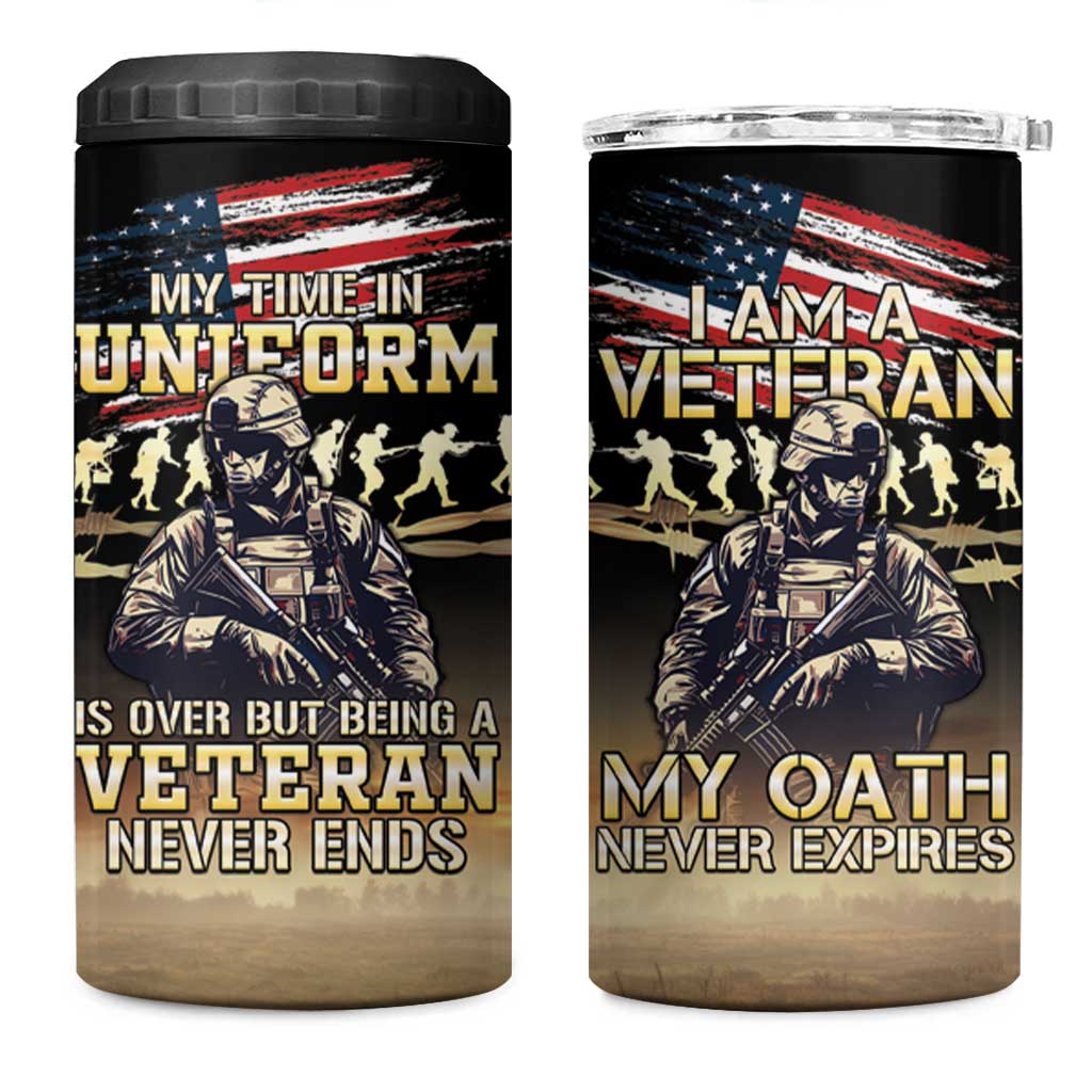 United States Veterans Day 4 in 1 Can Cooler Tumbler Thank You Veterans Proud US Flag LT05 - Wonder Print Shop