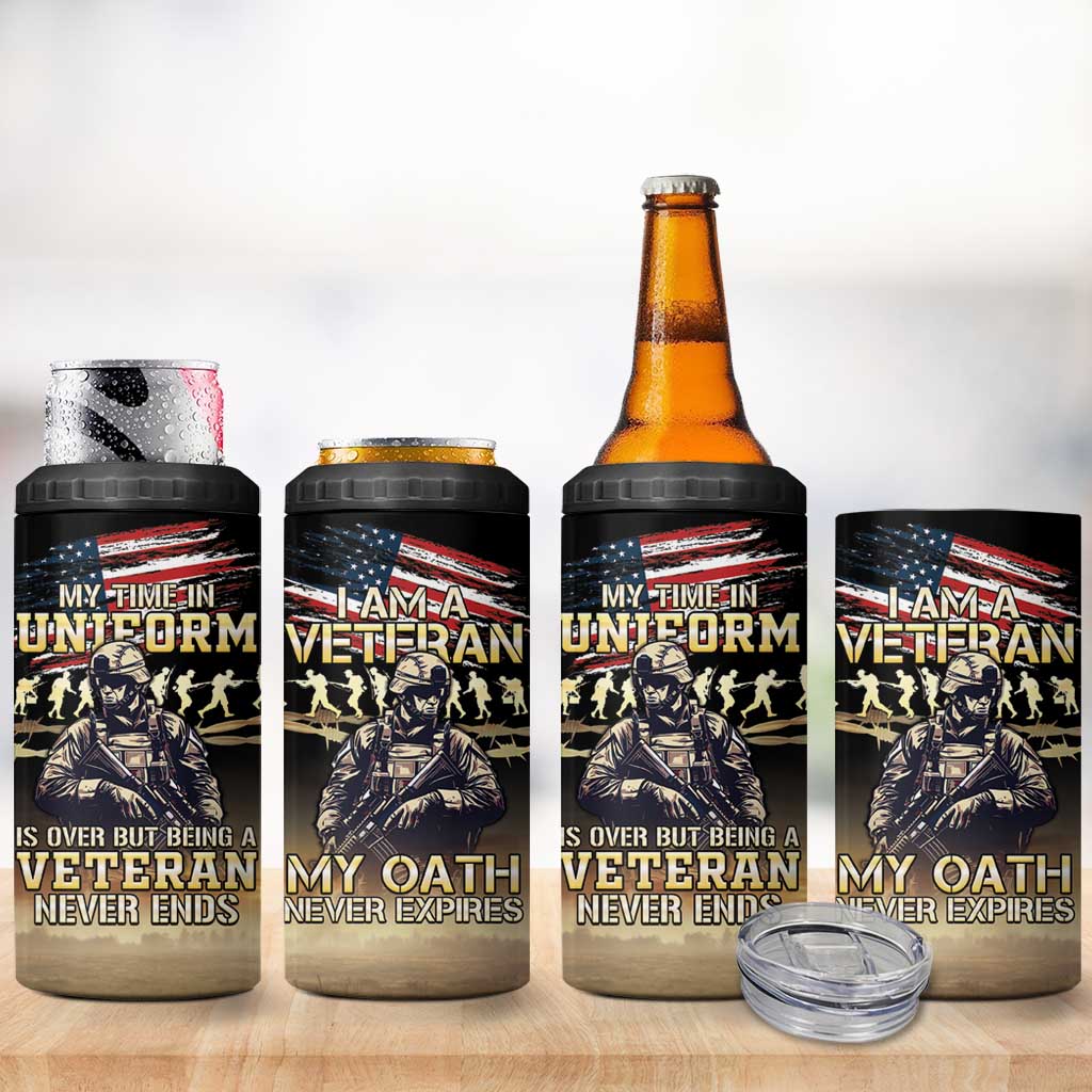 United States Veterans Day 4 in 1 Can Cooler Tumbler Thank You Veterans Proud US Flag LT05 - Wonder Print Shop