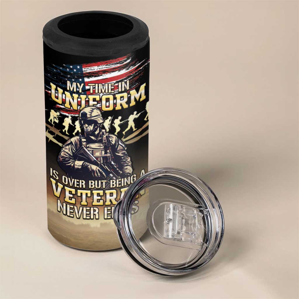 United States Veterans Day 4 in 1 Can Cooler Tumbler Thank You Veterans Proud US Flag LT05 - Wonder Print Shop