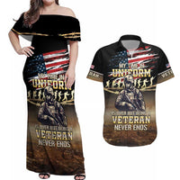 United States Veterans Day Couples Matching Off Shoulder Maxi Dress and Hawaiian Shirt Thank You Veterans Proud US Flag LT05 - Wonder Print Shop