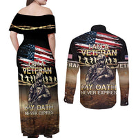 United States Veterans Day Couples Matching Off Shoulder Maxi Dress and Long Sleeve Button Shirt Thank You Veterans Proud US Flag LT05 - Wonder Print Shop