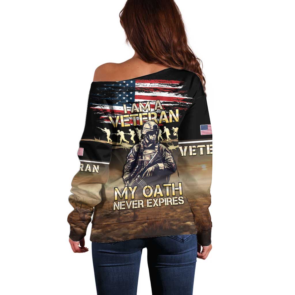 United States Veterans Day Off Shoulder Sweater Thank You Veterans Proud US Flag LT05 - Wonder Print Shop