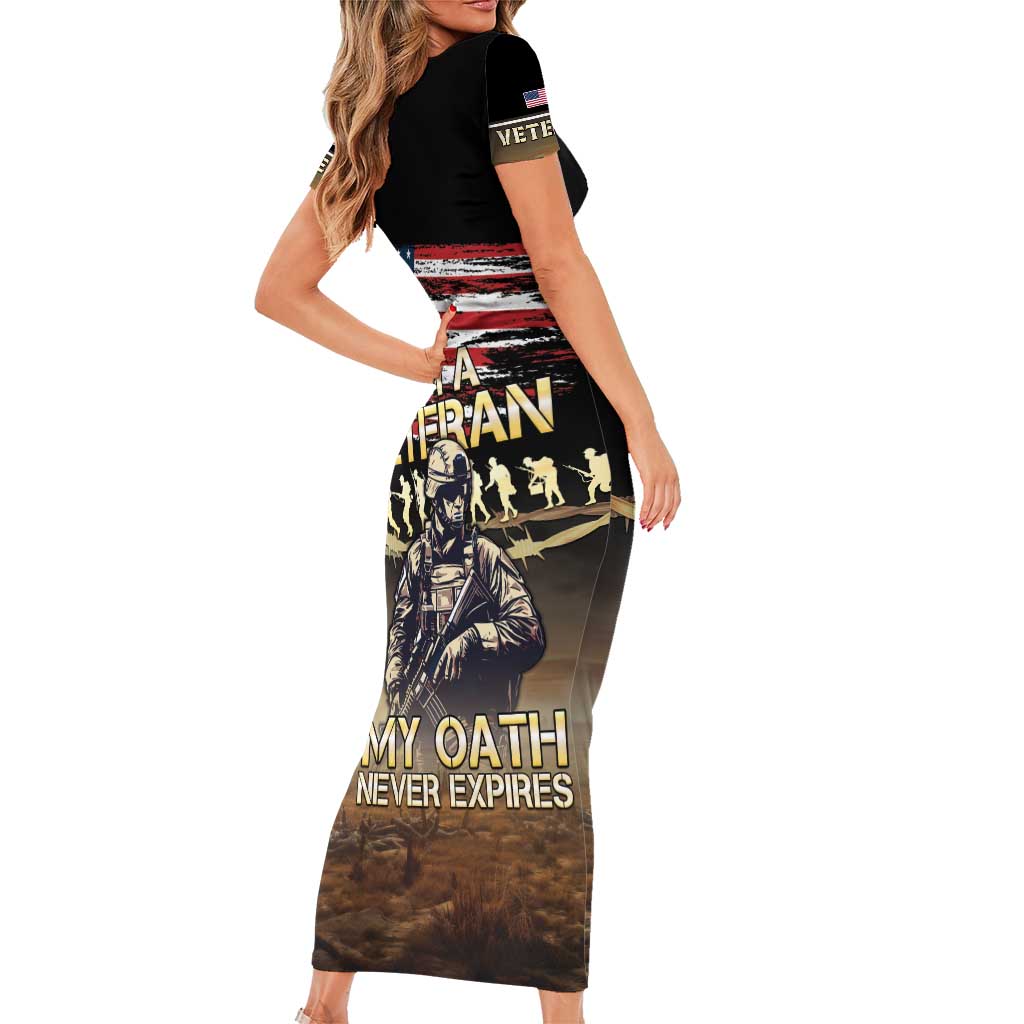 United States Veterans Day Short Sleeve Bodycon Dress Thank You Veterans Proud US Flag LT05 - Wonder Print Shop