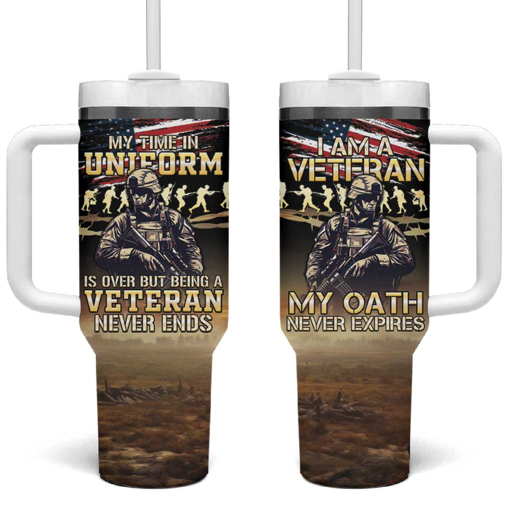United States Veterans Day Tumbler With Handle Thank You Veterans Proud US Flag LT05 - Wonder Print Shop