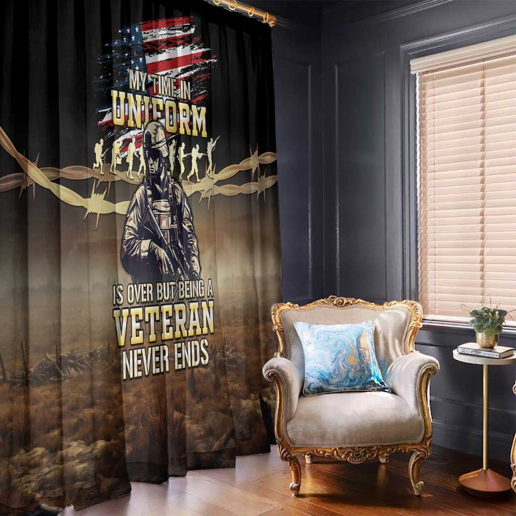 United States Veterans Day Window Curtain Thank You Veterans Proud US Flag LT05 - Wonder Print Shop