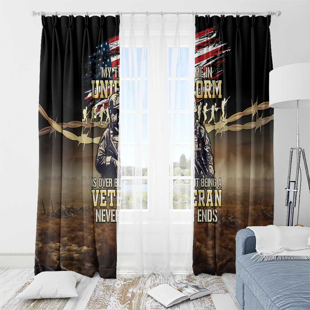 United States Veterans Day Window Curtain Thank You Veterans Proud US Flag LT05 - Wonder Print Shop
