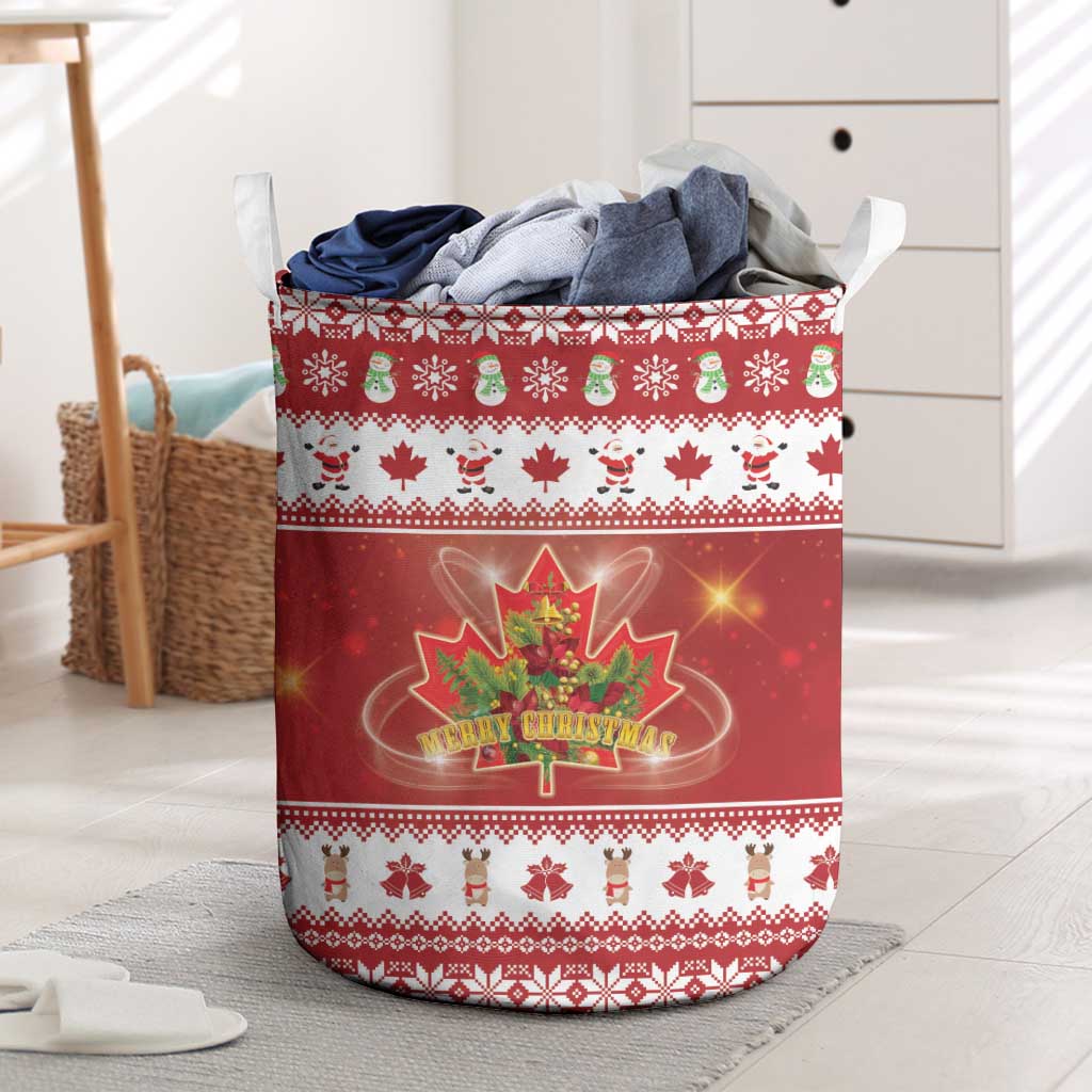 Merry Christmas Canada Laundry Basket Festive Maple Leaf Xmas - Wonder Print Shop