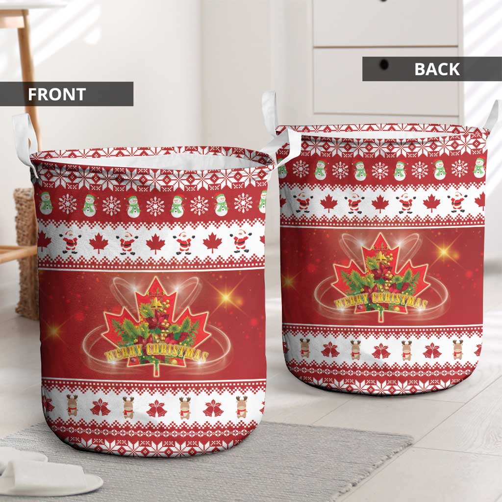 Merry Christmas Canada Laundry Basket Festive Maple Leaf Xmas - Wonder Print Shop