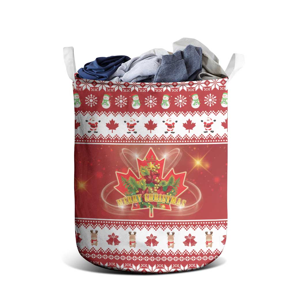 Merry Christmas Canada Laundry Basket Festive Maple Leaf Xmas - Wonder Print Shop