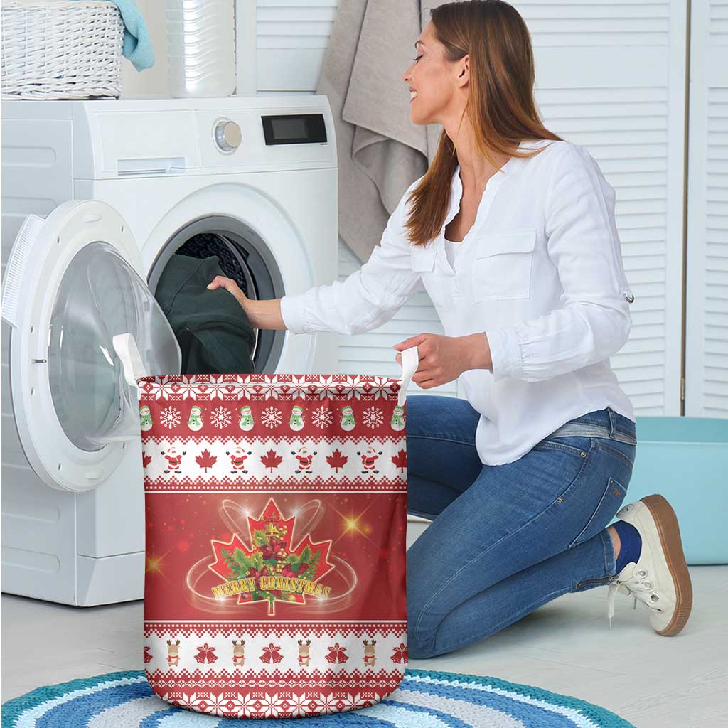 Merry Christmas Canada Laundry Basket Festive Maple Leaf Xmas - Wonder Print Shop
