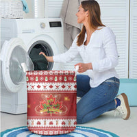 Merry Christmas Canada Laundry Basket Festive Maple Leaf Xmas - Wonder Print Shop
