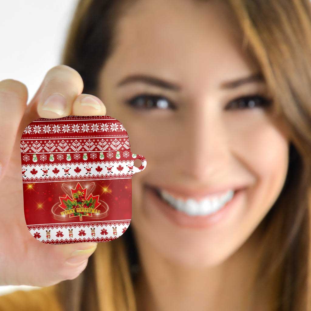 Merry Christmas Canada AirPods Case Festive Maple Leaf Xmas - Wonder Print Shop
