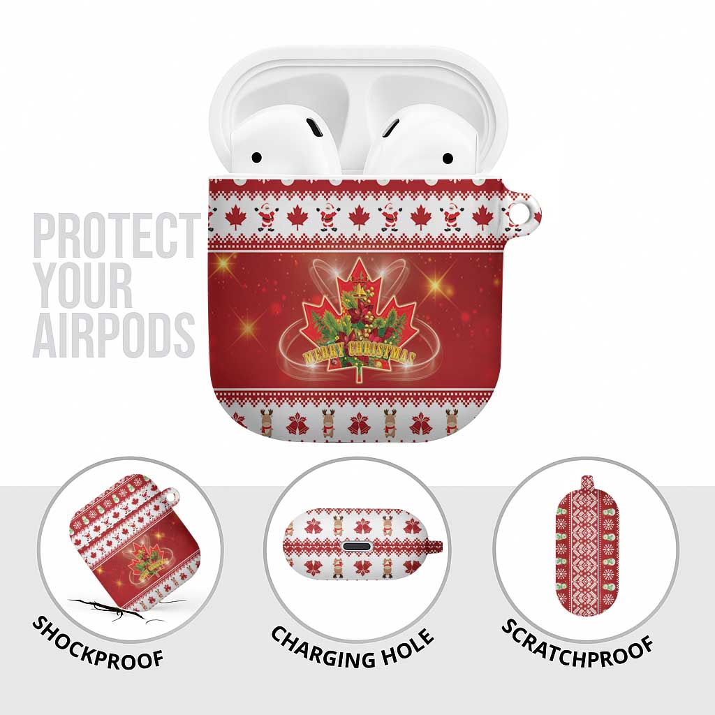 Merry Christmas Canada AirPods Case Festive Maple Leaf Xmas - Wonder Print Shop