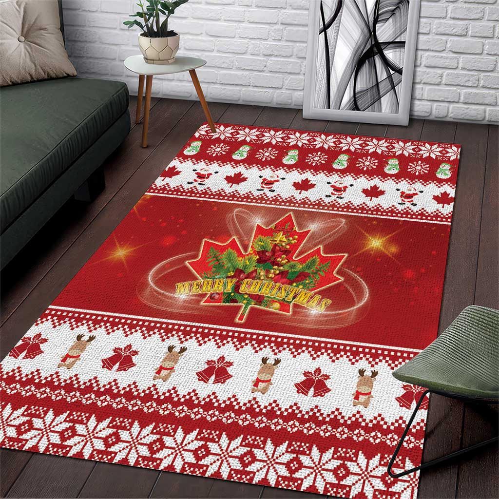 Merry Christmas Canada Area Rug Festive Maple Leaf Xmas - Wonder Print Shop