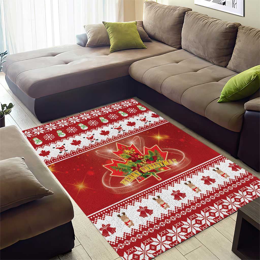 Merry Christmas Canada Area Rug Festive Maple Leaf Xmas - Wonder Print Shop