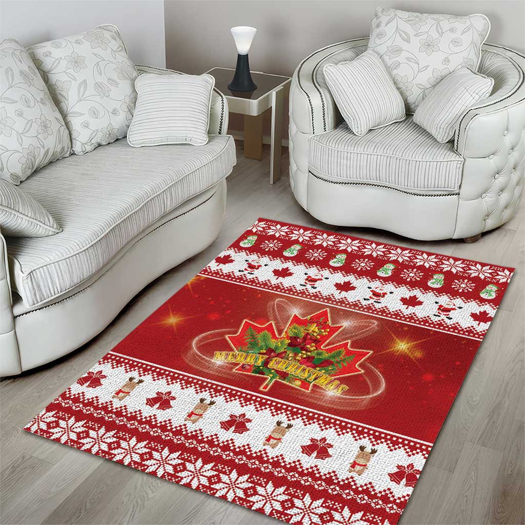 Merry Christmas Canada Area Rug Festive Maple Leaf Xmas - Wonder Print Shop