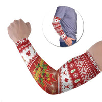 Merry Christmas Canada Arm Sleeves Festive Maple Leaf Xmas - Wonder Print Shop