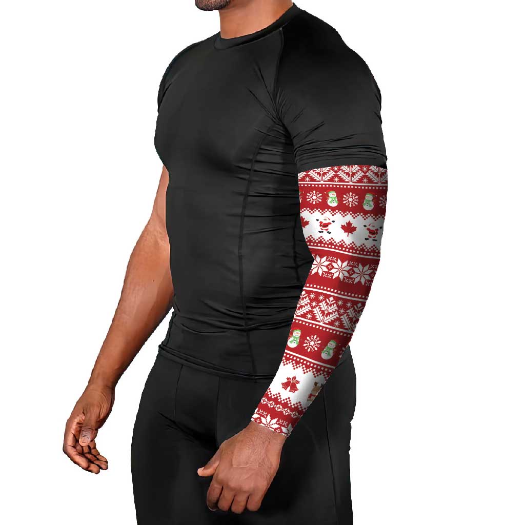Merry Christmas Canada Arm Sleeves Festive Maple Leaf Xmas - Wonder Print Shop