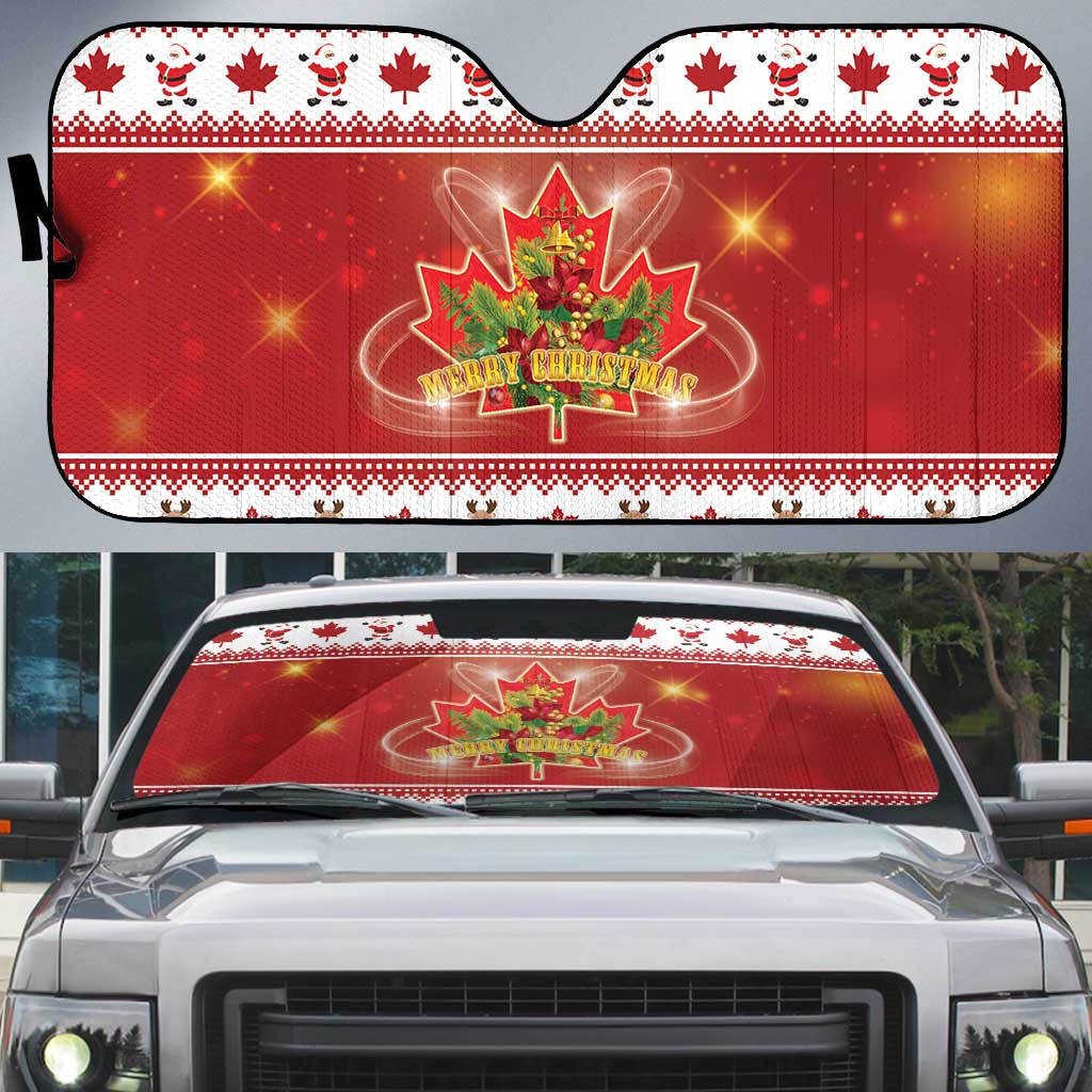Merry Christmas Canada Auto Sun Shade Festive Maple Leaf Xmas - Wonder Print Shop