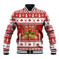 Merry Christmas Canada Baseball Jacket Festive Maple Leaf Xmas - Wonder Print Shop