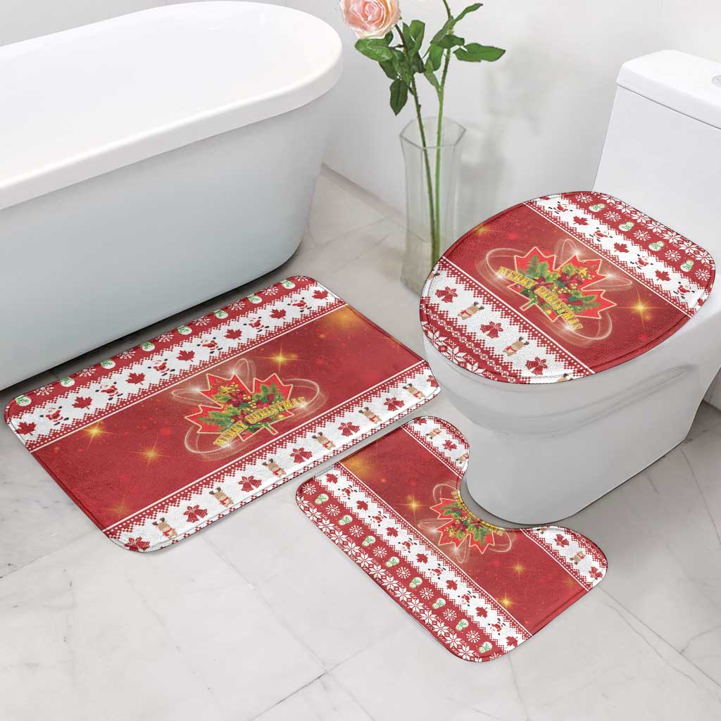Merry Christmas Canada Bathroom Set Festive Maple Leaf Xmas - Wonder Print Shop