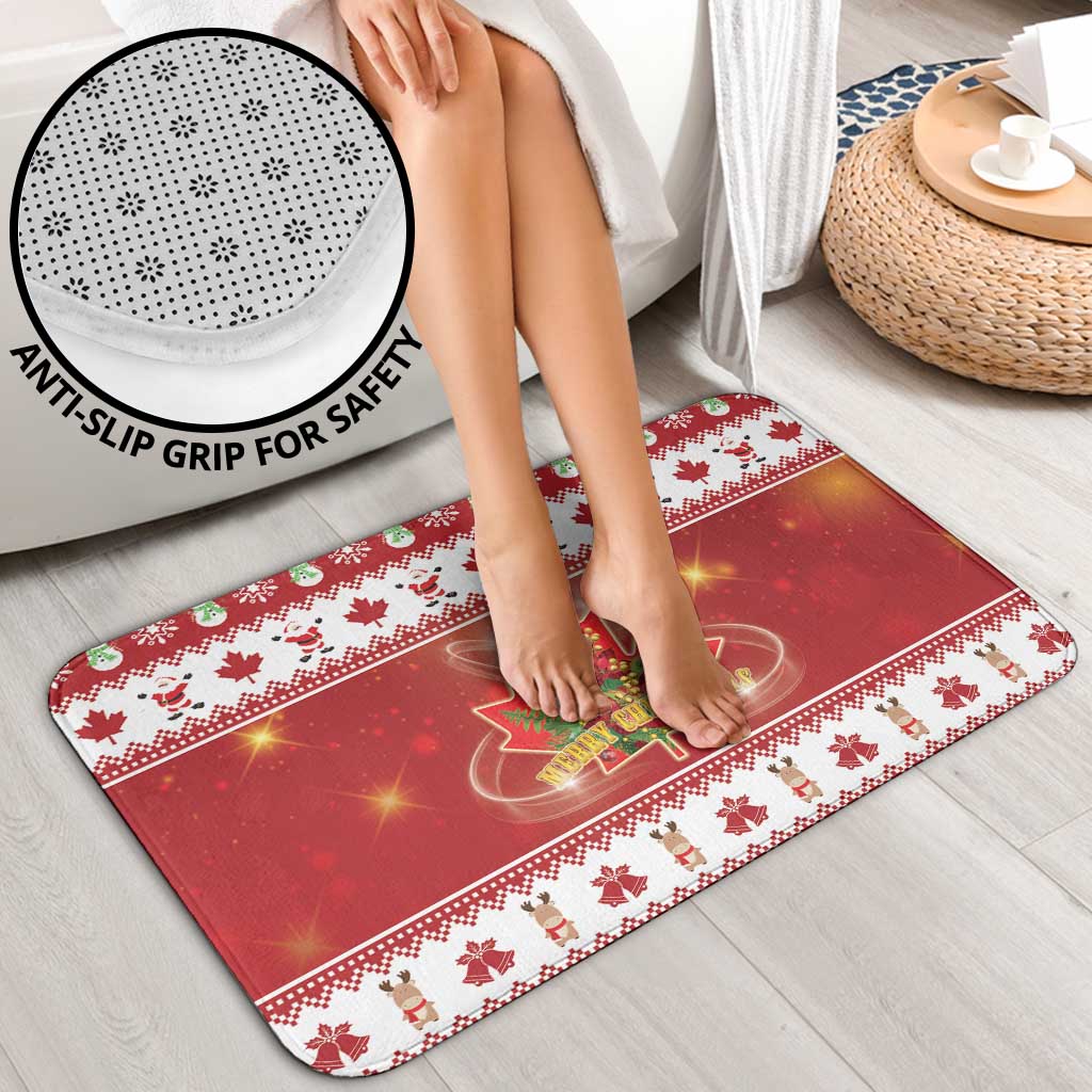 Merry Christmas Canada Bathroom Set Festive Maple Leaf Xmas - Wonder Print Shop